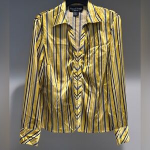 100% Silk 70s Retro RUSSELL KEMP NY Top Size 10